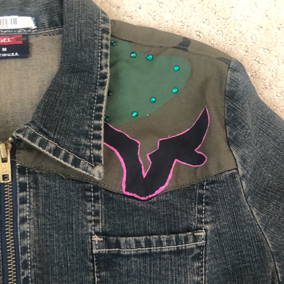 Angel Jeans Camouflage Denim Jacket With Detailing - Picture 8 of 16